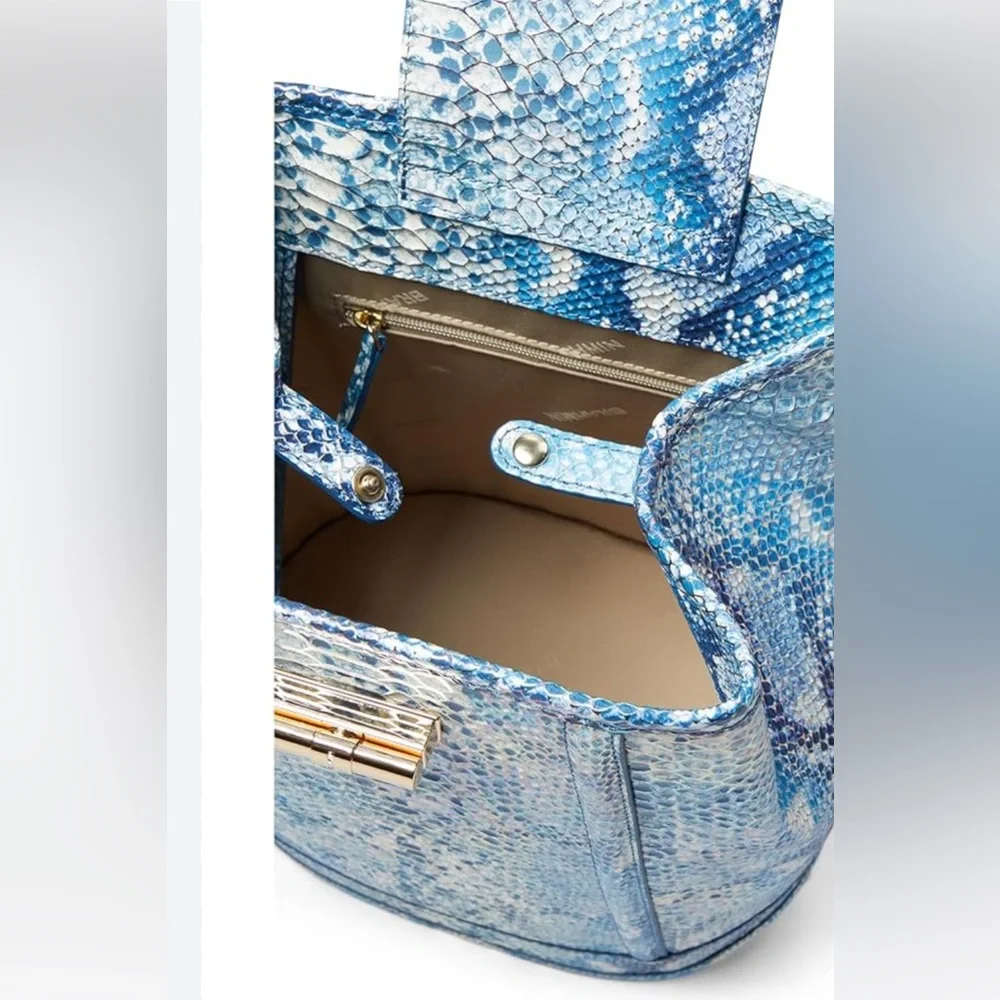 Brahmin Maddie Sling Backpack – Oceangrove Blue Snakeskin Embossed Leather – NWT - Picture 4 of 13